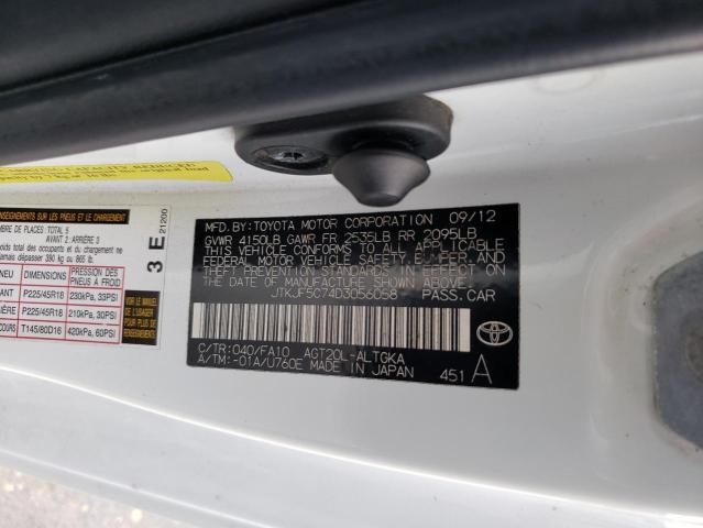 JTKJF5C74D3056058 - 2013 TOYOTA SCION TC 白色 照片 12