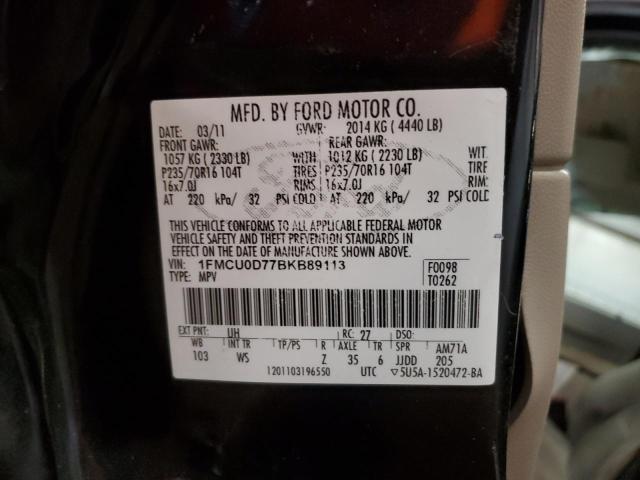 1FMCU0D77BKB89113 - 2011 FORD ESCAPE XLT 黑色 照片 13