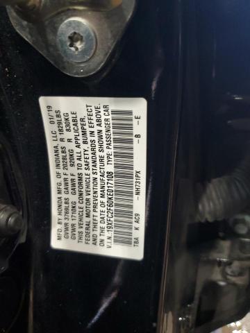19XFC2F60KE017108 - 2019 HONDA CIVIC LX 黑色 照片 12