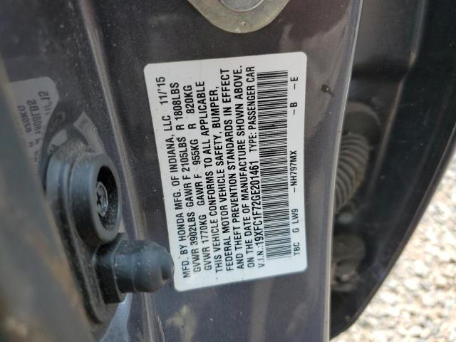 19XFC1F72GE201461 - 2016 HONDA CIVIC EXL 灰色 照片 12