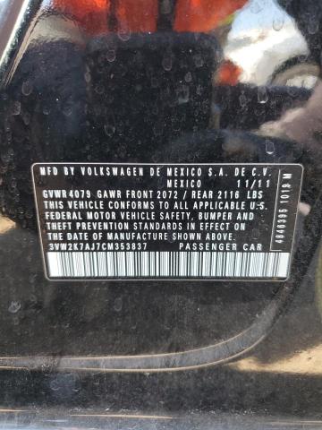 3VW2K7AJ7CM353837 - 2012 VOLKSWAGEN JETTA BASE 黑色 照片 12