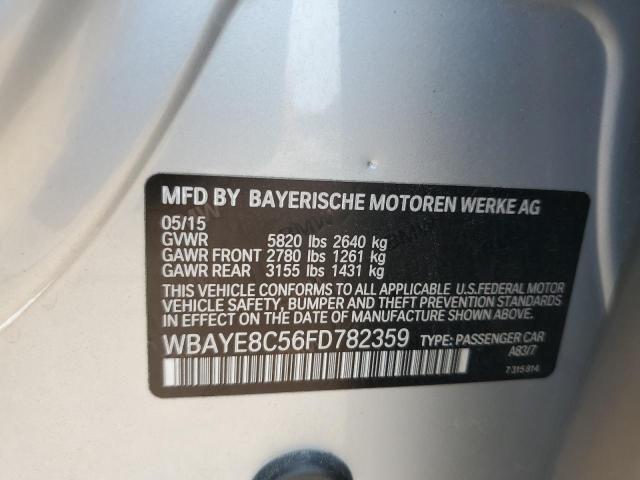 WBAYE8C56FD782359 - 2015 BMW 7 SERIES LI GRAY photo 12