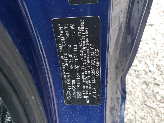 KMHCM36C99U134107 - 2009 HYUNDAI ACCENT GS BLUE photo 12