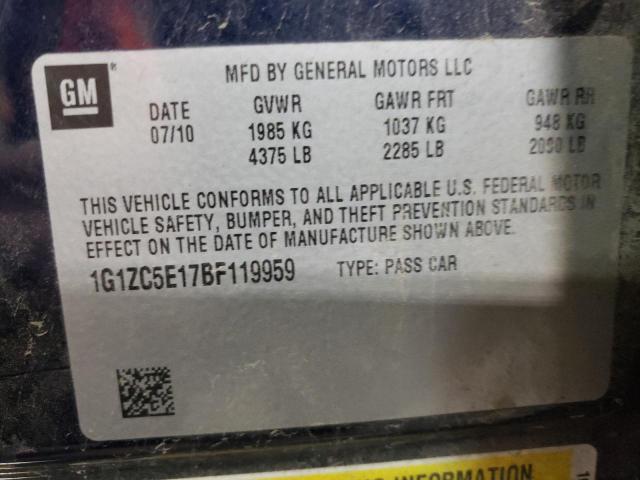 1G1ZC5E17BF119959 - 2011 CHEVROLET MALIBU 1LT 蓝色 照片 12