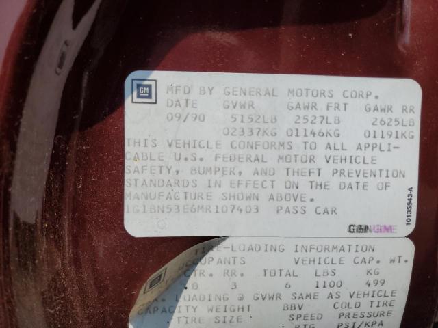 1G1BN53E6MR107403 - 1991 CHEVROLET CAPRICE CLASSIC LTZ BURGUNDY photo 12