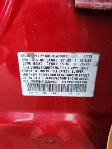 JHMGE88479S055924 - 2009 HONDA FIT SPORT RED photo 12