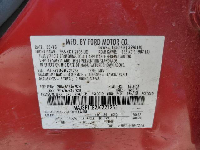 MAJ3P1TE2JC221255 - 2018 FORD ECOSPORT SE RED photo 14