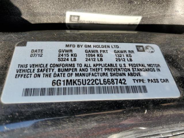 6G1MK5U22CL668742 - 2012 CHEVROLET CAPRICE POLICE BLACK photo 12