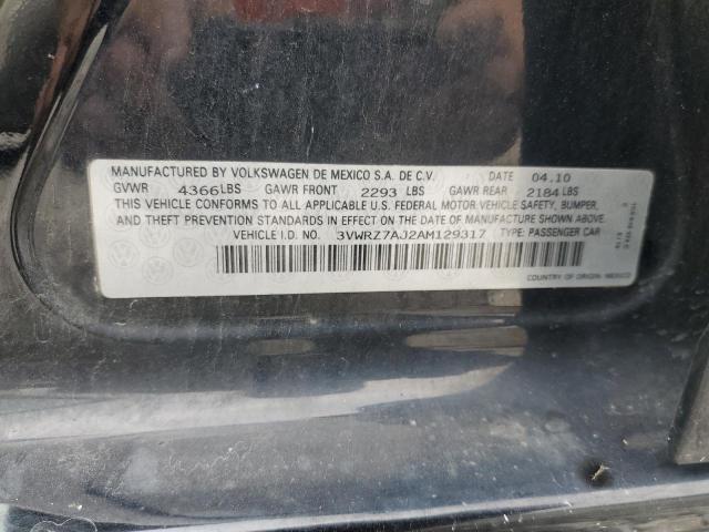 3VWRZ7AJ2AM129317 - 2010 VOLKSWAGEN JETTA SE BLACK photo 12