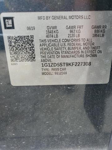 1G1ZD5ST9KF227308 - 2019 CHEVROLET MALIBU LT Серый фото 12