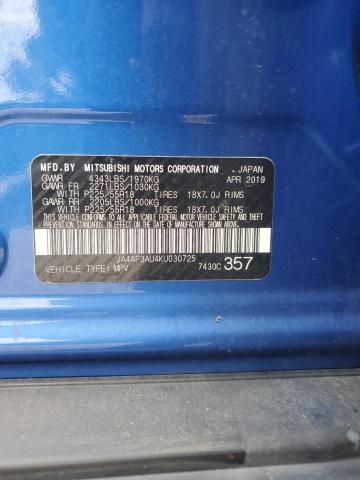 JA4AP3AU4KU030725 - 2019 MITSUBISHI OUTLANDER SPORT ES Көк фото 12