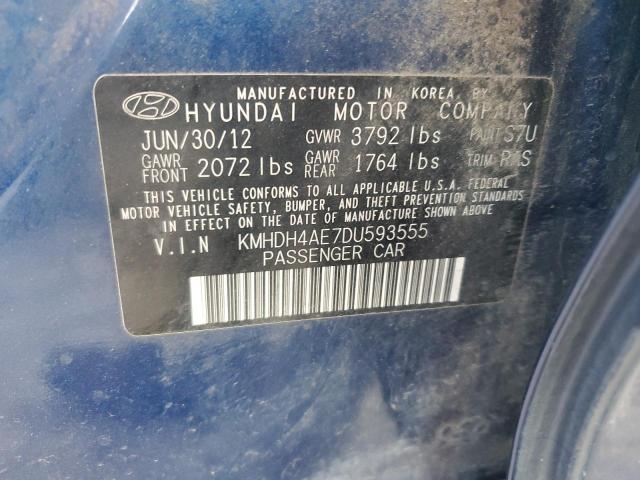 KMHDH4AE7DU593555 - 2013 HYUNDAI ELANTRA GLS BLUE photo 13