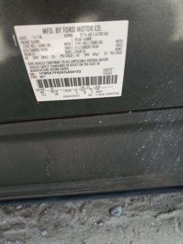 1FM5K7F82KGA64102 - 2019 FORD EXPLORER LIMITED Grafito foto 13