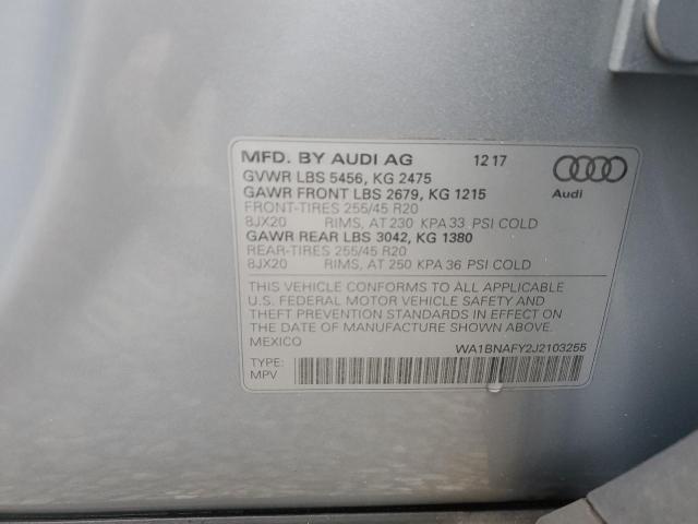 WA1BNAFY2J2103255 - 2018 AUDI Q5 PREMIUM PLUS SILVER photo 14