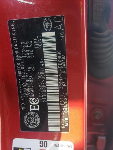 2T1BURHE2JC076487 - 2018 TOYOTA COROLLA L Қызыл фото 13