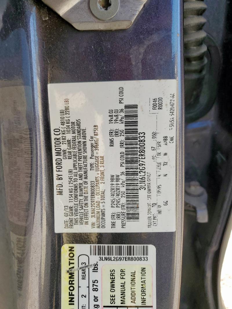 3LN6L2G97ER800833 - 2014 LINCOLN MKZ GRAY photo 12