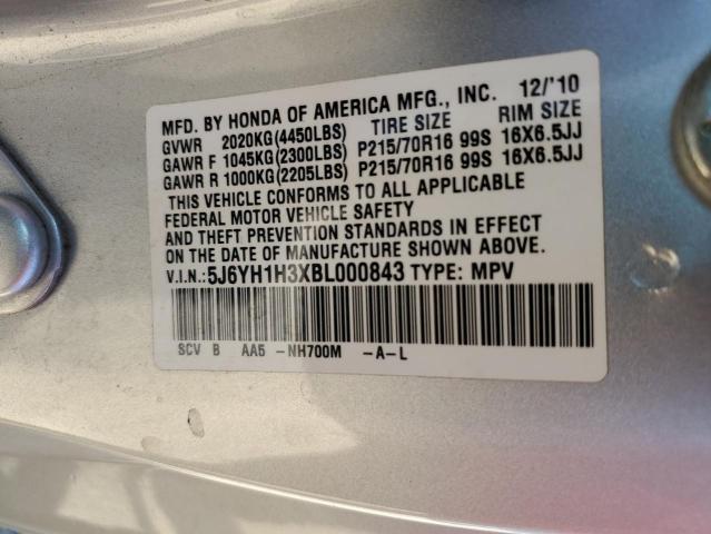 5J6YH1H3XBL000843 - 2011 HONDA ELEMENT LX SILVER photo 12