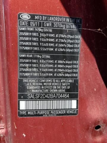 SALSF2D42BA704464 - 2011 LAND RANGE ROVER SPORT HSE BURGUNDY photo 13