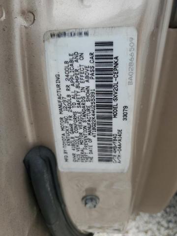 4T1BG22K4WU255391 - 1998 TOYOTA CAMRY CE TAN photo 12