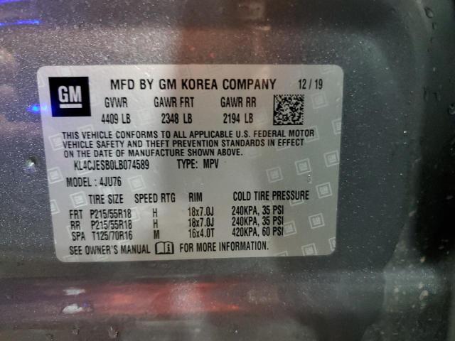 KL4CJESB0LB074589 - 2020 BUICK ENCORE PREFERRED GRAY photo 14