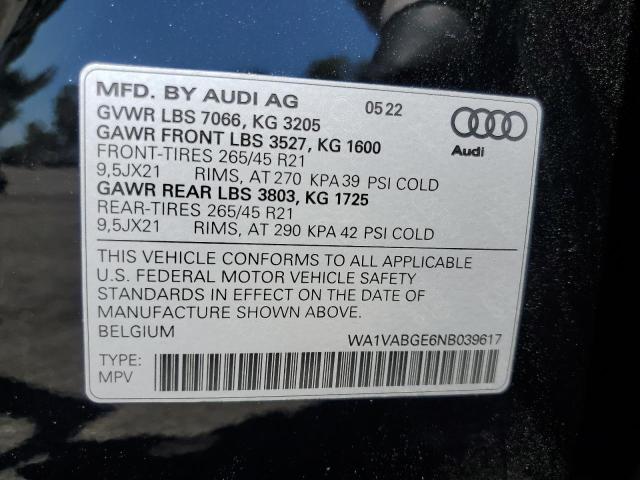 WA1VABGE6NB039617 - 2022 AUDI E-TRON CHRONOS BLACK photo 13