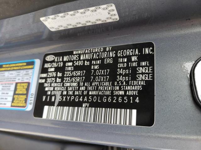 5XYPG4A50LG626514 - 2020 KIA SORENTO S BLUE photo 12