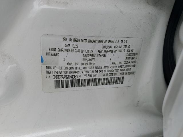 3MZBPAAM2RM406106 - 2024 MAZDA 3 WHITE photo 13