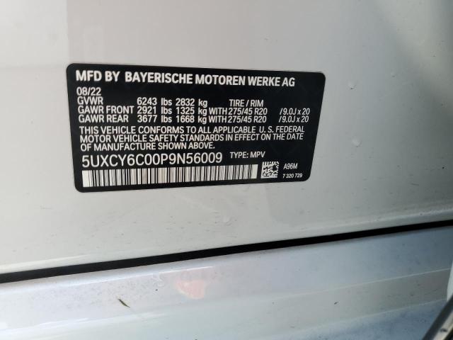 5UXCY6C00P9N56009 - 2023 BMW X6 XDRIVE40I WHITE photo 12