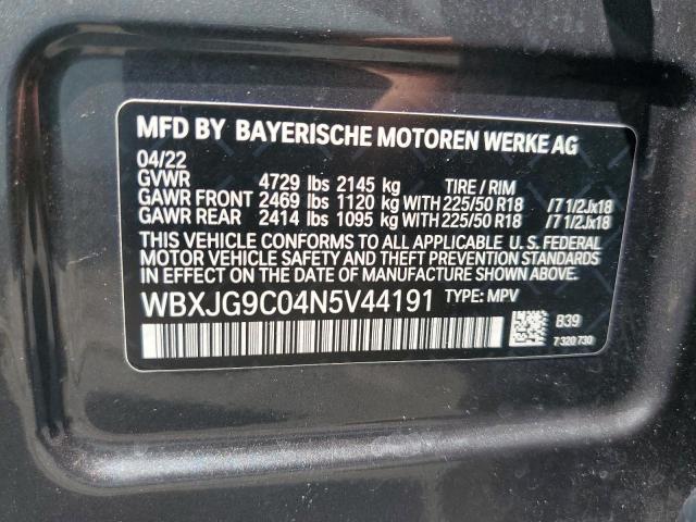 WBXJG9C04N5V44191 - 2022 BMW X1 XDRIVE28I GRAY photo 13