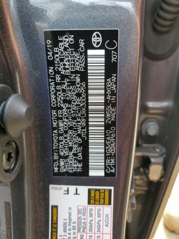 JTDL9RFUXK3006956 - 2019 TOYOTA PRIUS ნაცრისფერი ფოტო 12