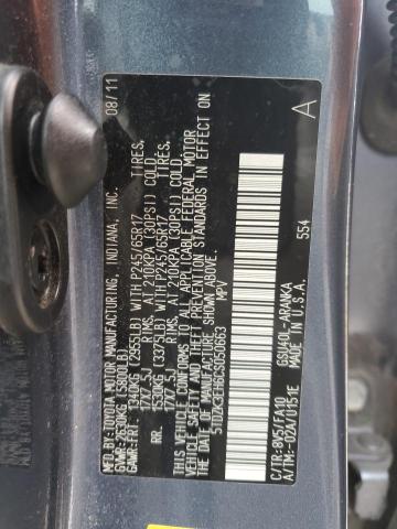 5TDZK3EH6CS050663 - 2012 TOYOTA HIGHLANDER BASE Синий фото 13