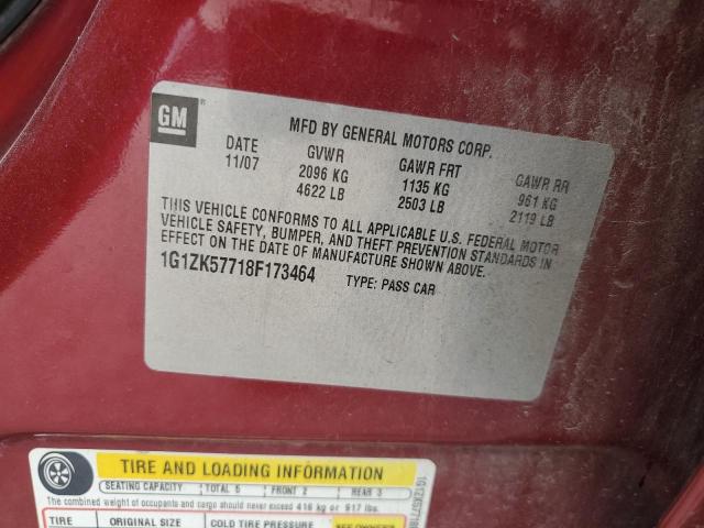 1G1ZK57718F173464 - 2008 CHEVROLET MALIBU LTZ RED photo 12