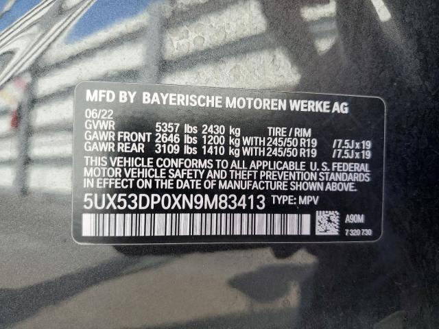 5UX53DP0XN9M83413 - 2022 BMW X3 XDRIVE30I CHARCOAL photo 13