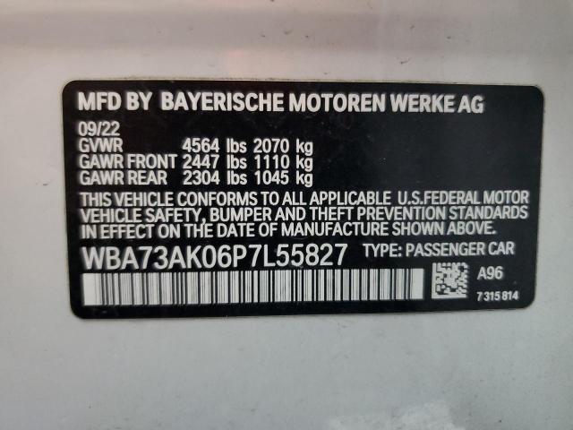 WBA73AK06P7L55827 - 2023 BMW 228XI WHITE photo 12