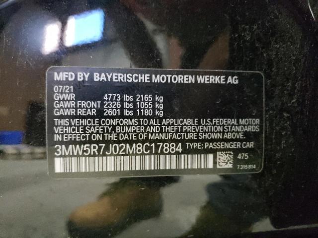 3MW5R7J02M8C17884 - 2021 BMW 330XI BLACK photo 12