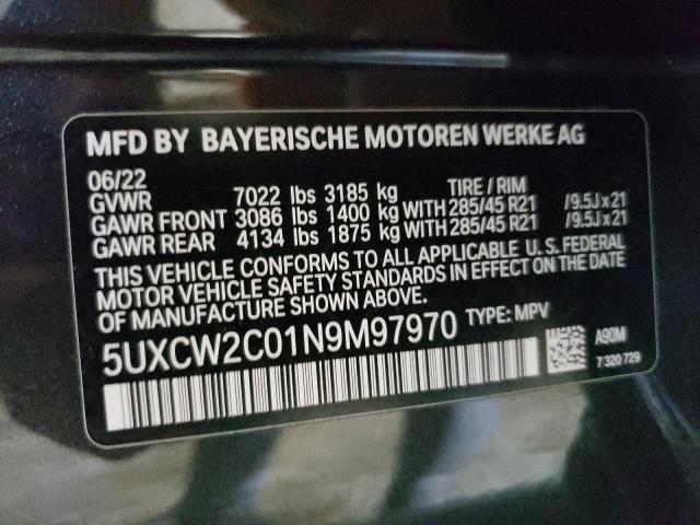 5UXCW2C01N9M97970 - 2022 BMW X7 XDRIVE40I CHARCOAL photo 13