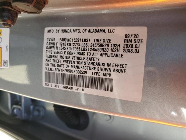 5FNYF7H59LB006539 - 2020 HONDA PASSPORT EXL ვერცხლისფერი ფოტო 13