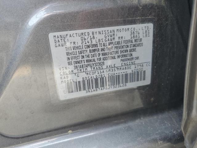 3N1AB7AP8JY323628 - 2018 NISSAN SENTRA S GRAY photo 12