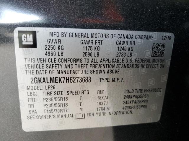 2GKALMEK7H6273683 - 2017 GMC TERRAIN SLE CHARCOAL photo 13