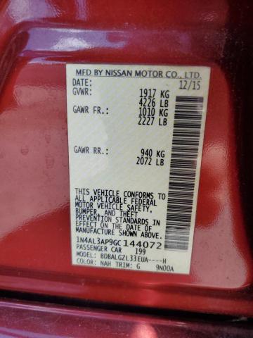 1N4AL3AP9GC144072 - 2016 NISSAN ALTIMA 2.5 勃艮第红 照片 12