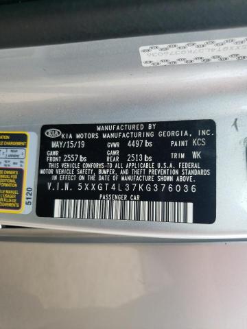 5XXGT4L37KG376036 - 2019 KIA OPTIMA LX Plata foto 13