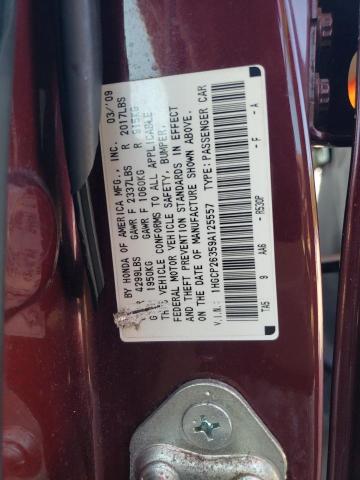 1HGCP26359A125557 - 2009 HONDA ACCORD LX BURGUNDY photo 13