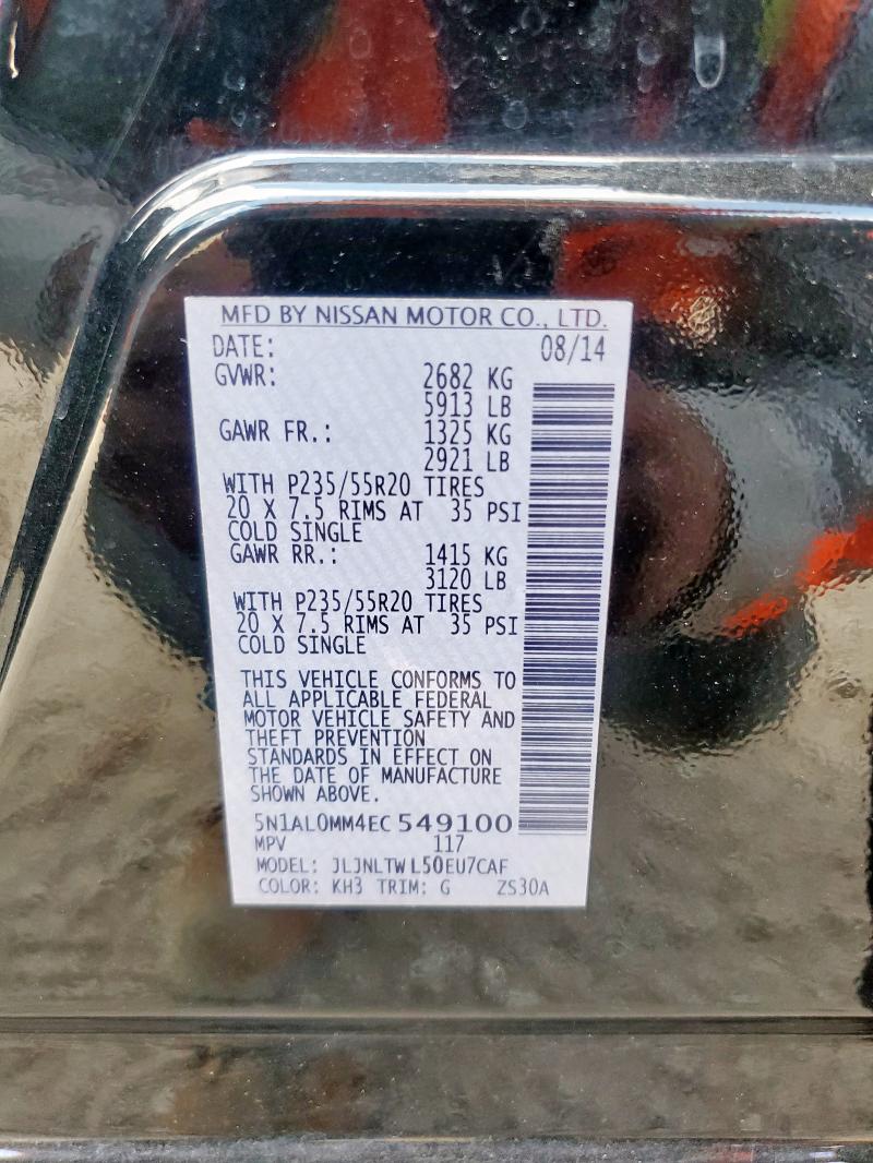 5N1AL0MM4EC549100 - 2014 INFINITI QX60 BLACK photo 13