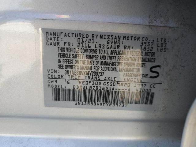 3N1AB8BVXMY239737 - 2021 NISSAN SENTRA S SILVER photo 12