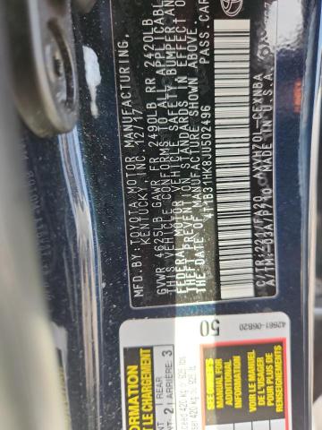 4T1B31HK8JU502496 - 2018 TOYOTA CAMRY LE ლურჯი ფოტო 12