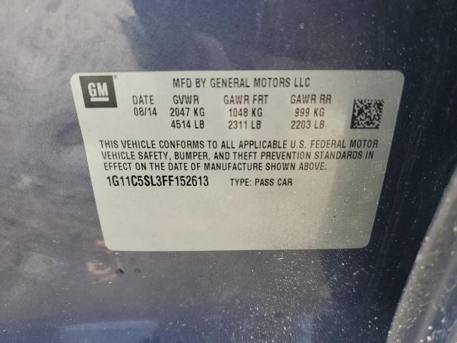 1G11C5SL3FF152613 - 2015 CHEVROLET MALIBU 1LT BLUE photo 12