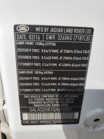 SALAG2V61GA818262 - 2016 LAND ROVER LR4 HSE WHITE photo 13