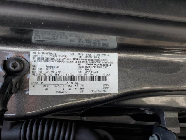 1FADP3K24JL265572 - 2018 FORD FOCUS SE Մոխրագույն լուսանկար 12