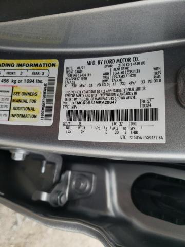 3FMCR9B62MRA20647 - 2021 FORD BRONCO SPO BIG BEND GRAY photo 10