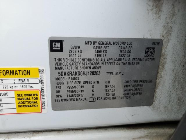 5GAKRAKD6HJ120283 - 2017 BUICK ENCLAVE WHITE photo 13